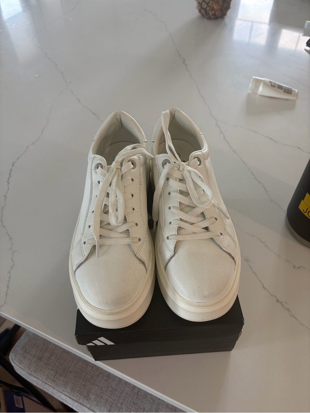 Women's Platform White Lace-Up Sneakers